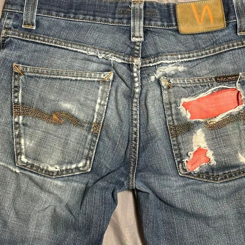 Nudie Jeans Distressed Denim Cutoff Shorts Women's Size 29/34 Made in Italy Blue